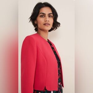 ASH KLOSET -NWOT Cropped Red Womens Jacket - Tailored Open Front